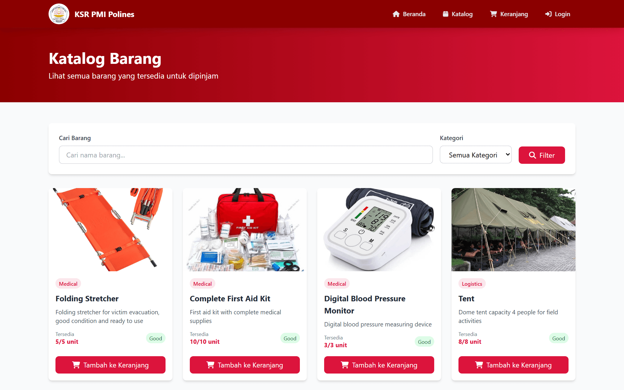 Sistem Peminjaman Barang KSR PMI screenshot 2