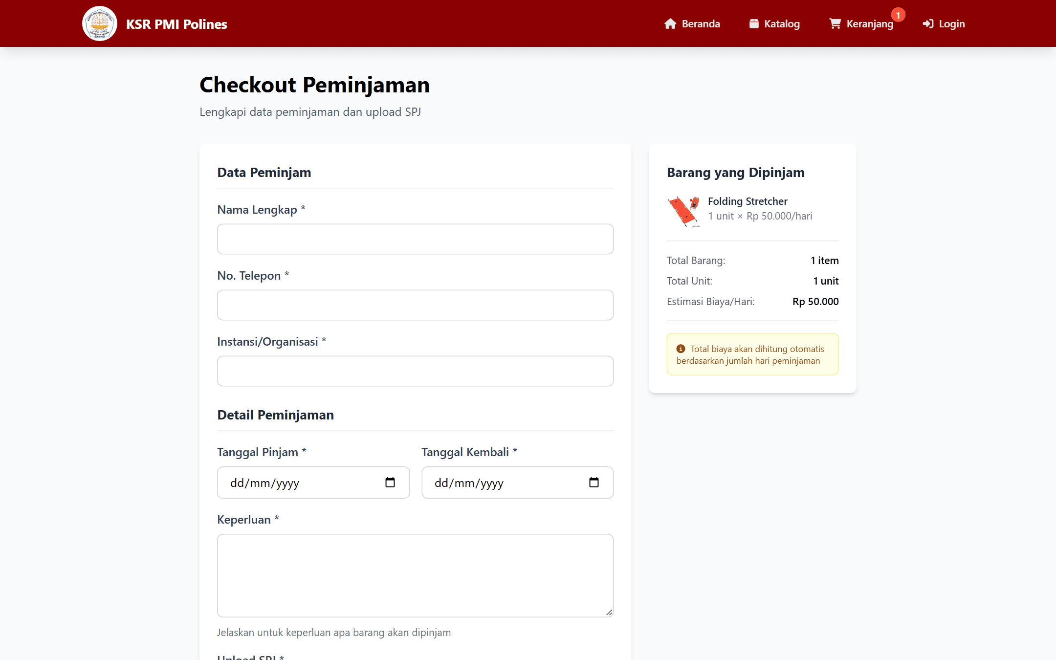 Sistem Peminjaman Barang KSR PMI screenshot 4