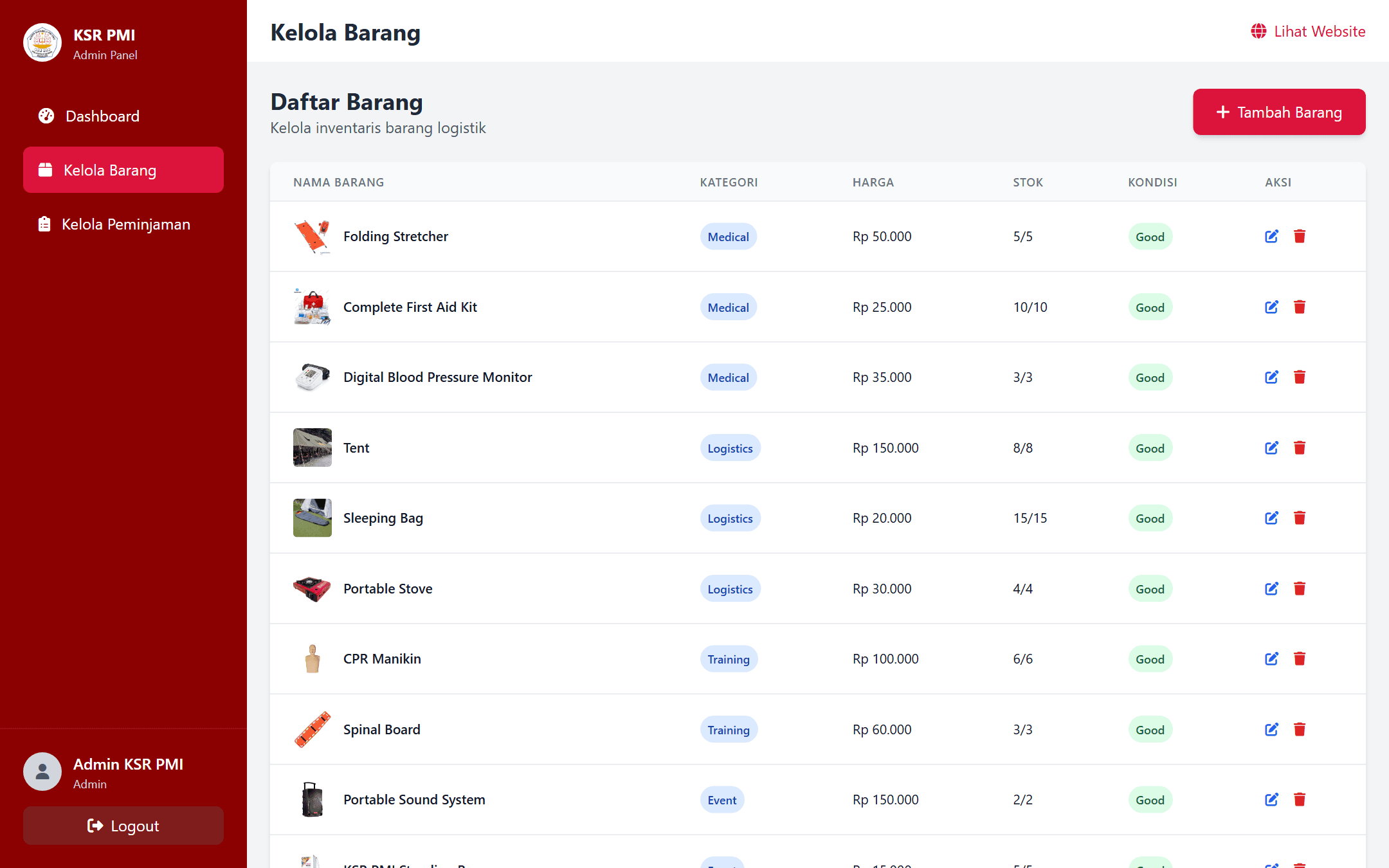 Sistem Peminjaman Barang KSR PMI screenshot 7